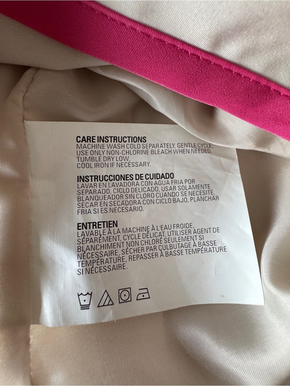 Esprit Y2K Beige Hot Pink Trim Belted Double Breasted Trench Coat Small - Picture 10 of 14